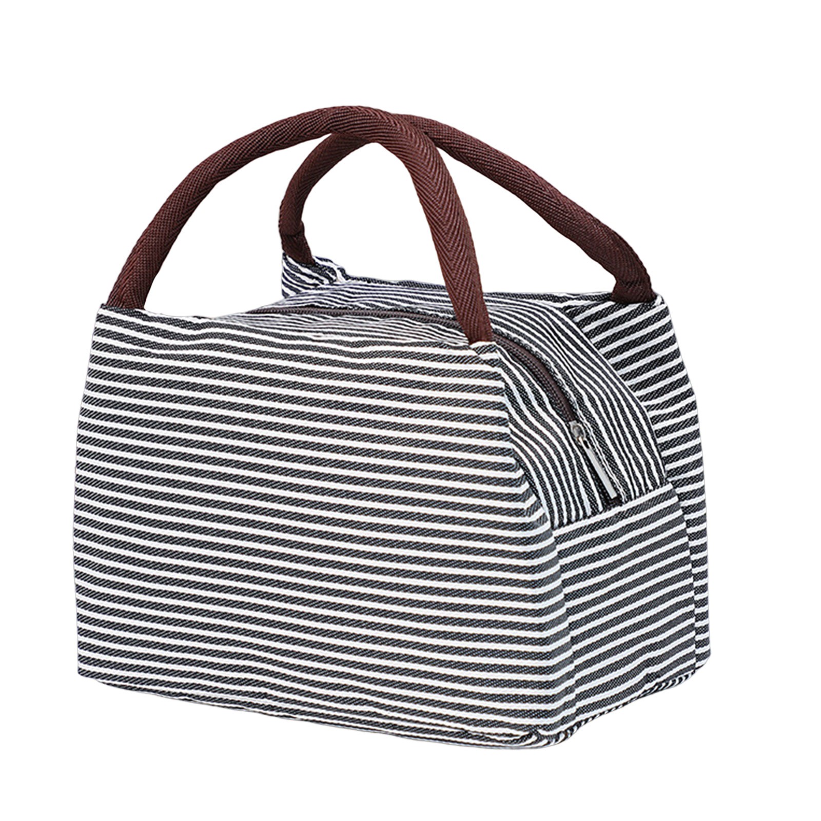 thumbnail image 2 of Bolsa aislante a rayas para el almuerzo - Amplio compartimento, correa ajustable y forro térmico - Bolsa Bento portátil para el trabajo/la escuela/los picnics, 2 of 2